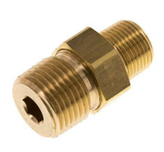 R 1/2'' x R 3/8'' Brass Double Nipple 3-pieces with Conically sealing 16 Bar