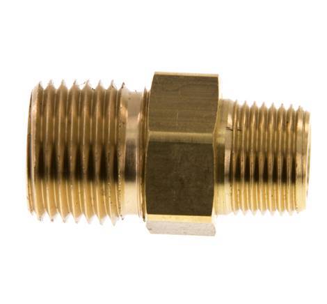 R 1/2'' x R 3/8'' Brass Double Nipple 3-pieces with Conically sealing 16 Bar