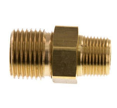 R 1/2'' x R 3/8'' Brass Double Nipple 3-pieces with Conically sealing 16 Bar