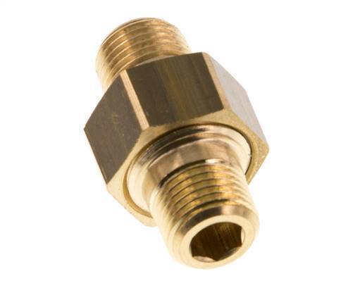 R 1/8'' Brass Double Nipple 3-pieces with Conically sealing 16 Bar [2 Pieces]