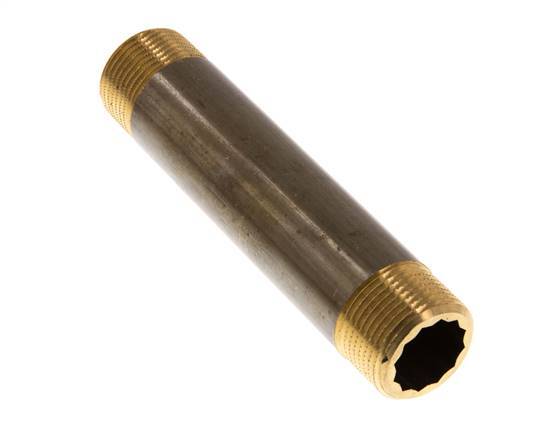 G 3/4'' Brass Double Pipe Nipple 16 Bar DIN 2982 - 120mm