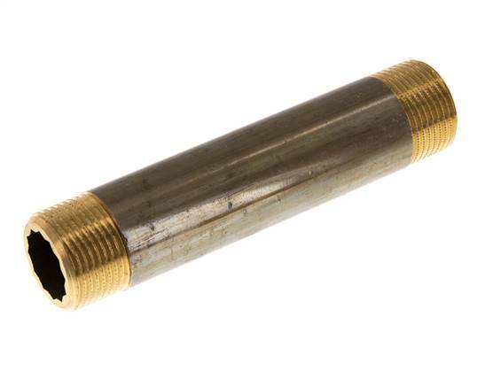 G 3/4'' Brass Double Pipe Nipple 16 Bar DIN 2982 - 120mm