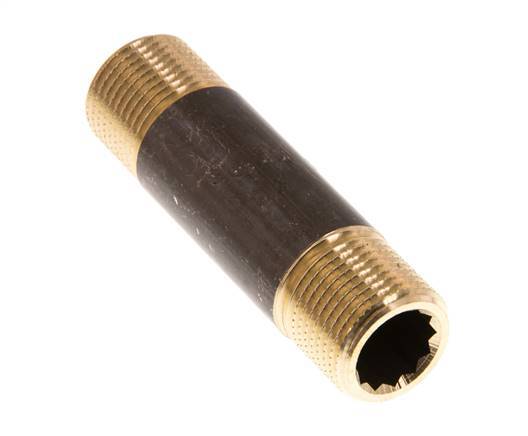 G 3/8'' Espiga doble de latón 16 Bar DIN 2982 - 60mm