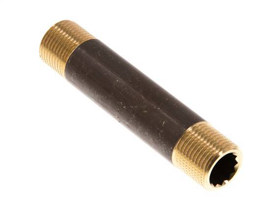 G 3/8'' Brass Double Pipe Nipple 16 Bar DIN 2982 - 80mm