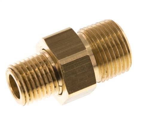 R 3/8'' x R 1/4'' Brass Double Nipple 3-pieces with Conically sealing 16 Bar [2 Pieces]