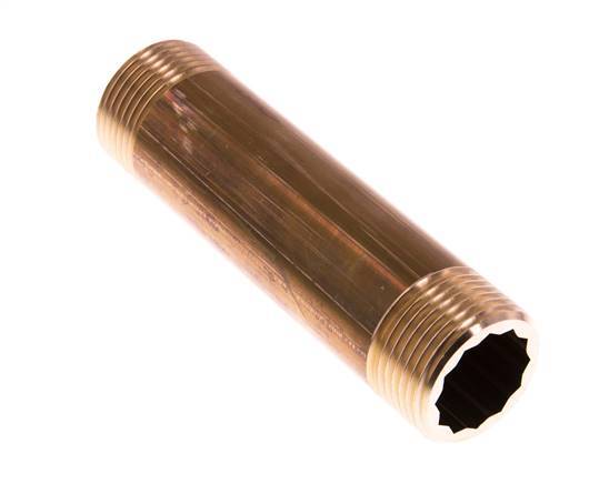 G 1'' Brass Double Pipe Nipple 16 Bar DIN 2982 - 120mm