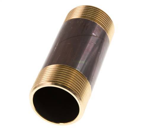 G 1 1/4'' Brass Double Pipe Nipple 16 Bar DIN 2982 - 100mm