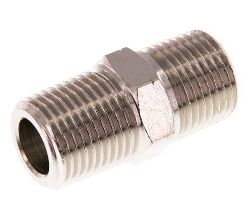 1/2'' NPT x R 1/2'' Niple doble de latón niquelado 60 Bar