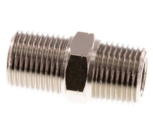 1/2'' NPT x R 1/2'' Niple doble de latón niquelado 60 Bar