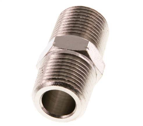 1/2'' NPT x R 1/2'' Niple doble de latón niquelado 60 Bar