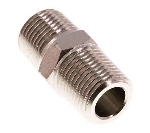 1/2'' NPT x R 1/2'' Niple doble de latón niquelado 60 Bar