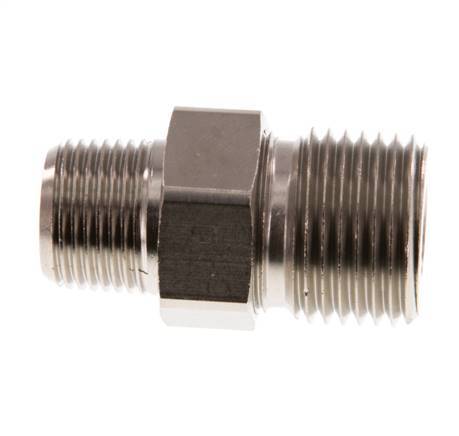 R 1/2'' x R 3/8'' Nickel plated Brass Double Nipple 3-pieces with Conically sealing 16 Bar