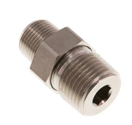 R 1/2'' x R 3/8'' Nickel plated Brass Double Nipple 3-pieces with Conically sealing 16 Bar