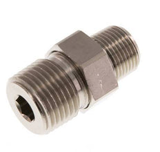R 1/2'' x R 3/8'' Nickel plated Brass Double Nipple 3-pieces with Conically sealing 16 Bar