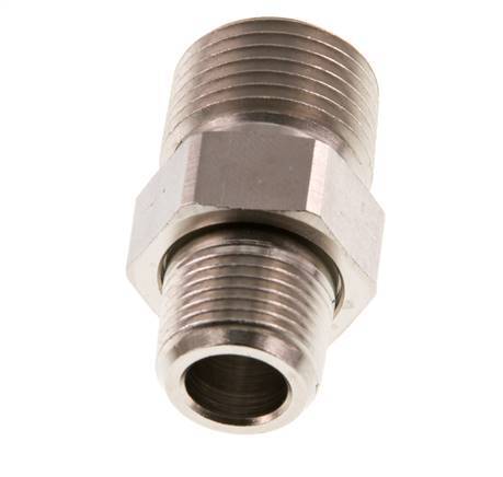 R 1/2'' x R 3/8'' Nickel plated Brass Double Nipple 3-pieces with Conically sealing 16 Bar
