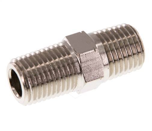 1/4'' NPT x R 1/4'' Latón niquelado Espiga doble 60 Bar