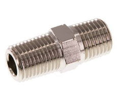 1/4'' NPT x R 1/4'' Latón niquelado Espiga doble 60 Bar