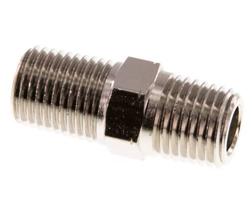 1/4'' NPT x R 1/4'' Latón niquelado Espiga doble 60 Bar