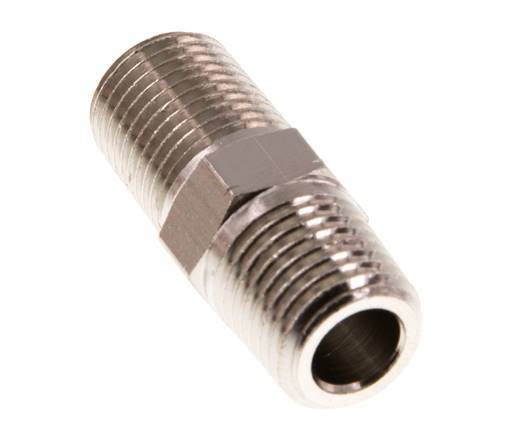 1/4'' NPT x R 1/4'' Latón niquelado Espiga doble 60 Bar