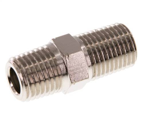 1/4'' NPT x R 1/4'' Latón niquelado Espiga doble 60 Bar