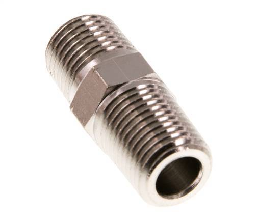 1/4'' NPT x R 1/4'' Latón niquelado Espiga doble 60 Bar