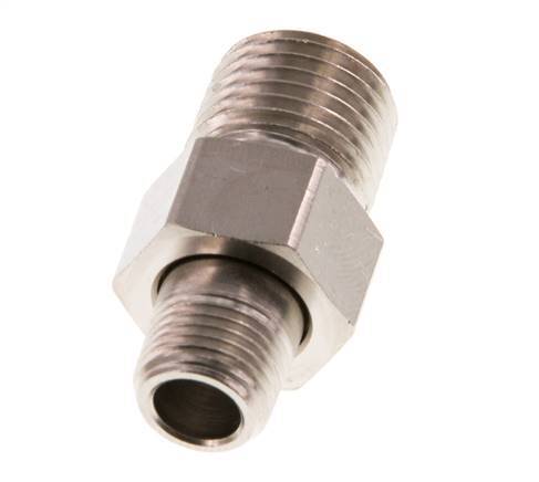 R 1/4'' x R 1/8'' Nickel plated Brass Double Nipple 3-pieces with Conically sealing 16 Bar [2 Pieces]