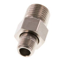 R 1/4'' x R 1/8'' Nickel plated Brass Double Nipple 3-pieces with Conically sealing 16 Bar [2 Pieces]