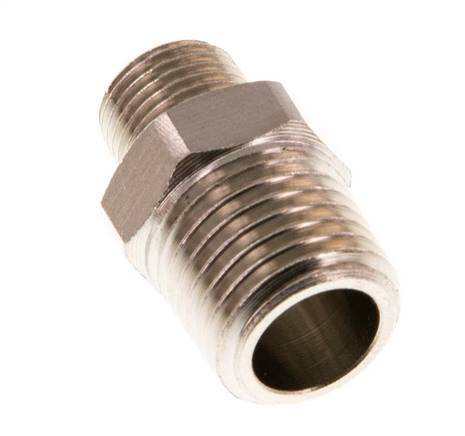 R 1/4'' x R 1/8'' Nickel plated Brass Double Nipple 16 Bar [10 Pieces]