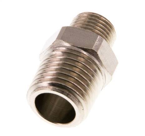 R 1/4'' x R 1/8'' Nickel plated Brass Double Nipple 16 Bar [10 Pieces]