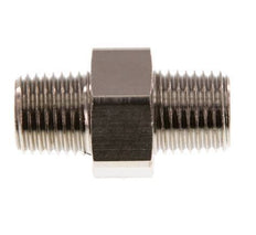 R 1/4'' Nickel plated Brass Double Nipple 3-pieces with Conically sealing 16 Bar [2 Pieces]