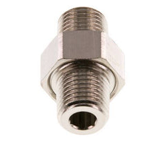 R 1/4'' Nickel plated Brass Double Nipple 3-pieces with Conically sealing 16 Bar [2 Pieces]