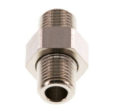 R 1/4'' Nickel plated Brass Double Nipple 3-pieces with Conically sealing 16 Bar [2 Pieces]