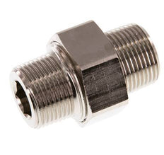 R 3/4'' Nickel plated Brass Double Nipple 3-pieces with Conically sealing 16 Bar