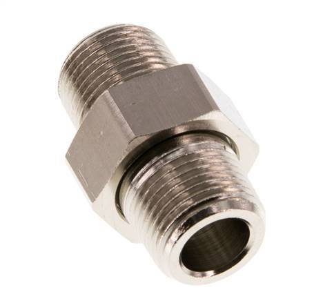 R 3/8'' Nickel plated Brass Double Nipple 3-pieces with Conically sealing 16 Bar [2 Pieces]