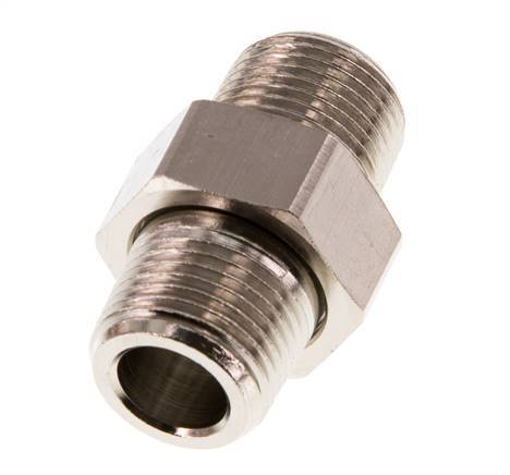 R 3/8'' Nickel plated Brass Double Nipple 3-pieces with Conically sealing 16 Bar [2 Pieces]