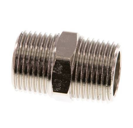 R 3/8'' Nickel plated Brass Double Nipple 16 Bar [5 Pieces]
