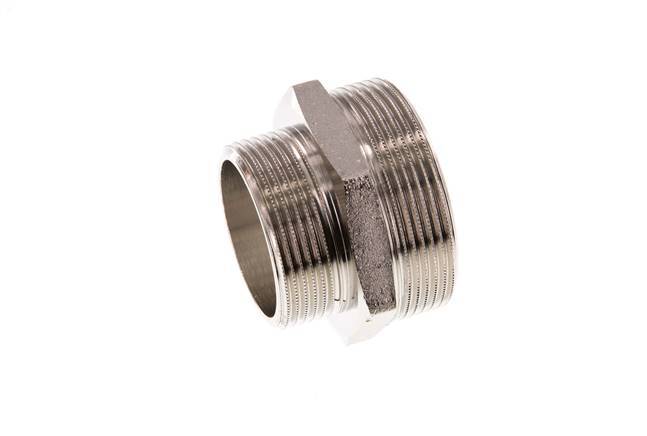 G 2'' x G 1 1/2'' Espiga doble de latón niquelado 16 Bar
