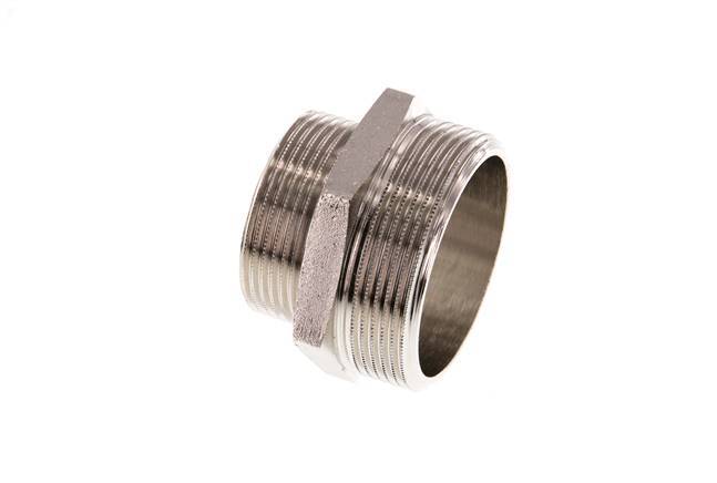 G 2'' x G 1 1/2'' Espiga doble de latón niquelado 16 Bar