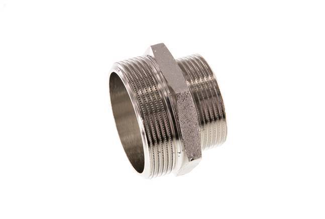 G 2'' x G 1 1/2'' Espiga doble de latón niquelado 16 Bar