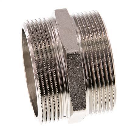 G 2'' Niple doble de latón niquelado 16 Bar | Tameson.es