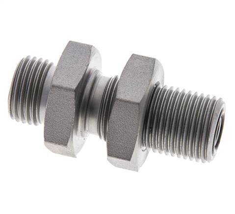 UN 11/16''-16 Macho Accesorio pasante de acero galvanizado ORFS 630 Bar - Hidráulico