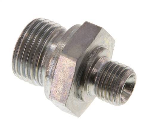 G 1/2'' x G 1/4'' Zinc plated Steel Double Nipple 400 Bar - Hydraulic [2 Pieces]