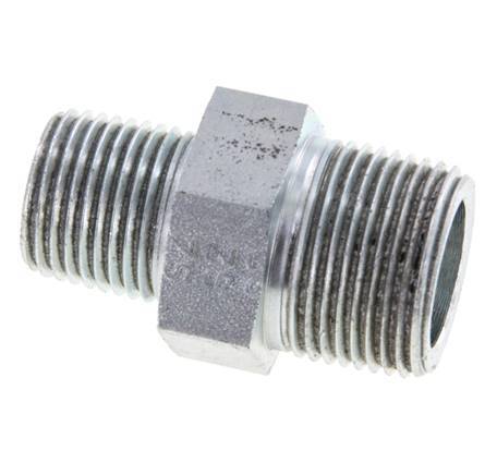 1/2'' NPT x 3/4'' NPT Espiga doble de acero zincado 170 Bar - Hidráulico
