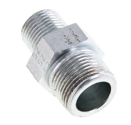 1/2'' NPT x 3/4'' NPT Espiga doble de acero zincado 170 Bar - Hidráulico