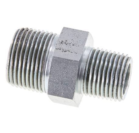 1/2'' NPT x 3/4'' NPT Espiga doble de acero zincado 170 Bar - Hidráulico