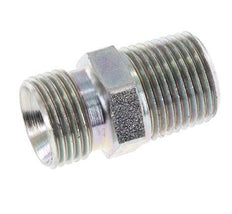 1/2'' NPT x G 1/2'' Zinc plated Steel Double Nipple 3-pieces 280 Bar - Hydraulic