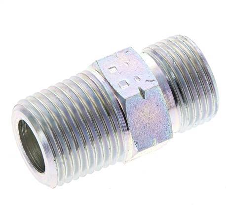 UN 13/16''-16 x 1/2'' NPT Acero zincado Espiga doble ORFS 630 Barra - Hidráulica