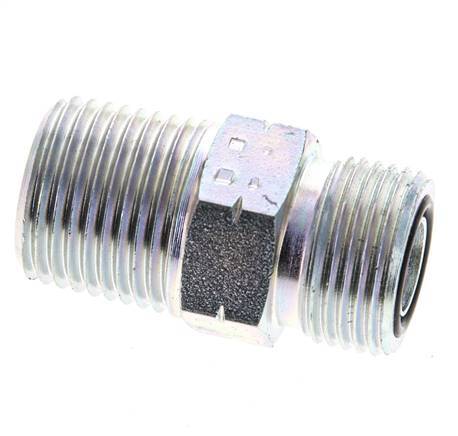 UN 13/16''-16 x 1/2'' NPT Acero zincado Espiga doble ORFS 630 Barra - Hidráulica