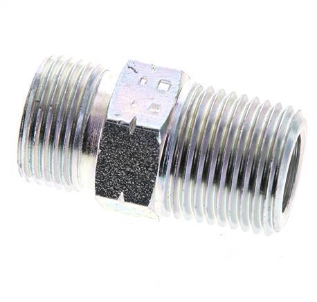 UN 13/16''-16 x 1/2'' NPT Acero zincado Espiga doble ORFS 630 Barra - Hidráulica