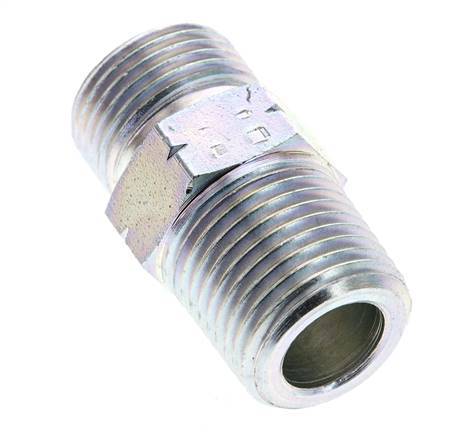 UN 13/16''-16 x 1/2'' NPT Acero zincado Espiga doble ORFS 630 Barra - Hidráulica